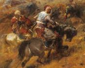 阿道夫 施赖尔 : Arab Warriors On A Hillside